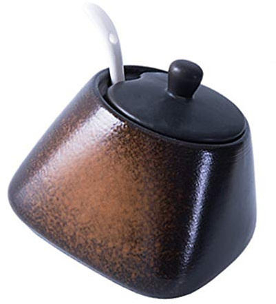 Cabilock Tarro De Cerámica Para Condimentos Tapa y Cuchara Práctico Azucarero y Para Cocina Almacenamiento De Especias Para El