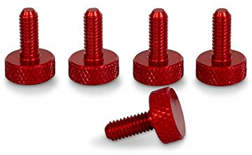 PrecisionGeek M3 Rändelschrauben – Aluminium 10 mm – Eloxiert Blau, Rot, Orange, Violett – Dekoschrauben für Holz, Metall, Acryl – 5 Stück (Aluminium rot – 10 mm – Set mit 5 Stück)