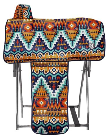 Harrison Howard Robuster, wasserdichter Western-Sattelbezug mit stilvollen Drucken, die auffallen, perfekt für Präsentationen oder Reitveranstaltungen, Tribal-Vibe