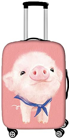 Hiseng Elastisch Reise Kofferhülle Kofferschutzhülle Koffer Schutzhülle Waschbarer Kofferüberzug mit Reißverschluss Luggage Cover für 18-32 Zoll Koffer (rosa Schwein,XL (30-32 Zoll))