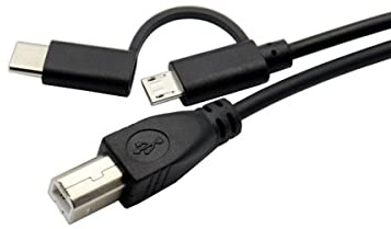 YSJJZRL 2-in-1-Druckerkabel, Micro-Stecker + Typ-C-Stecker auf USB 2.0-Typ-B-Stecker, Kabel für Drucker, Scanner, elektronisches Klavier (1,5 Mio)