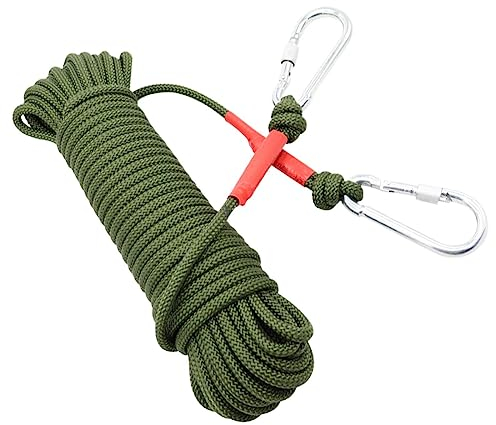 Leikurvo Outdoor-Kletterseil: Durchmesser 8mm Sicherheitsseil 10 Meters Länge Outdoor-Seil Hochfestes Statisches Kletterseil Sicherungsseil Rettungsseil mit 2 Karabinern für Anwendungen Notüberleben
