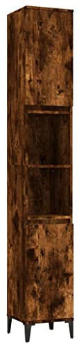 vidaXL Armario de baño Madera contrachapada Roble Ahumado 30x30x190 cm