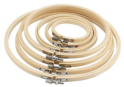 MANCHAP 21 Stück Stickrahmen Set, Stickrahmen Holz in 7 Größen, Stickring 7,5 cm, 9,6 cm, 12,5 cm, 15 cm, 18 cm, 21 cm, 22,5 cm, Einstellbar Kreuzstich Ring für Bastelarbeiten, Nähen