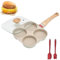 RYITGO Padella per uova fritte con coperchio, 4 tazze antiaderente, padella per pancake con coperchio, padella per pancake in alluminio, fornello per colazione diviso, adatto per fornelli a gas e