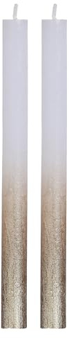 Comforder 2 Velas Cónicas Antigoteo, Detalles Dorados (Blanco)