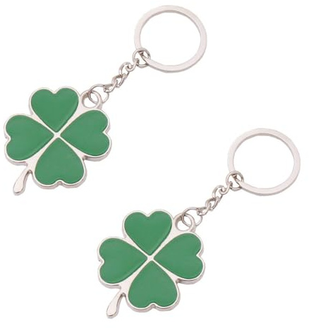 ZKGYUS Porte-Clés Porte-Bonheur en Alliage de Zinc Avec Trèfle à Quatre Feuilles - Cadeau d'Anniversaire, Noël et Thanksgiving pour la Famille et les Amis