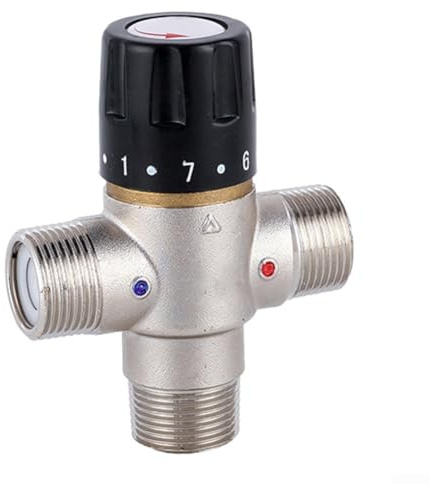Válvula mezcladora termostática para calentador solar, válvula de tubo TMV, termostato de agua fría y caliente, termostato automático ajustable de latón, 6 minutos