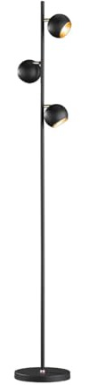 FRANKYSTAR Dakota Lampadaire en Métal Noir et Or avec 3 Diffuseurs Orientables et Variateur Intégré H. 155Cm