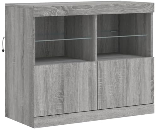 vidaXL Sideboard mit LED-Leuchten Grau Sonoma 81x37x67 cm