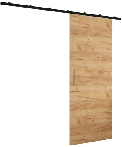 MEBLE KRYSPOL Zonda I Schiebetürset mit Schiene - Hängendes Innen-Schiebetürsystem - Torbeschläge - Hergestellt aus robustem Schichtholz - 204x80 cm - Handwerk gold