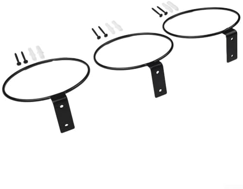 Gettimore 3 Stück Blumentopfhalter Ring für Wandhalterung, robuster Metall-Blumentopf-Ringhalter, Pflanzenhängeregale für Innenbereich, Balkon, Haus, Garten, Hof (M)