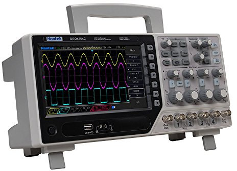 Hantek DSO4084C DSO4104C DSO4204C DSO4254C Oscilloscope numérique 4CH 80 100 200 250 MHz 1GSa/s +1CH Arbitary Function Waveform Generator Digital Oscilloscope(DSO4204C)