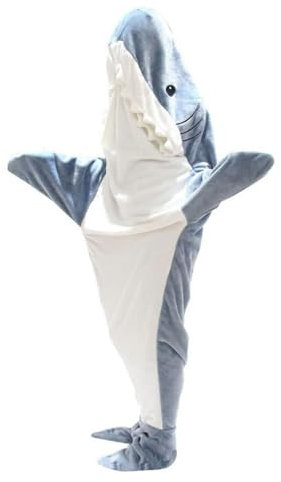 OKTAOAOO Hai-Decke Kapuzenpullover, Super Weich Flanell Hai-Decke Schlafsack, Cosplay Hai-Pyjamas, Hai-Kostüm Geschenke für Erwachsene Kinder(Size:XL)