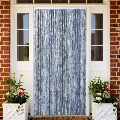 LAPOOH Fly Curtain Silver 100x230 cm Chenille,Fly Curtain,Fly Screen Door,Insect Protection Door-377380