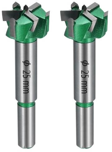 sourcing map 2 punte da trapano Forstner da 25 mm, in carburo, 3 scanalature, per la foratura del legno, per la lavorazione del legno, verde