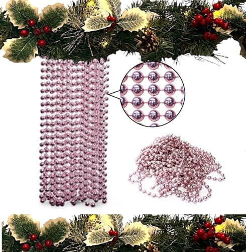 Luxury Christmas Tree & Room Decoration - 10m Long Bead Chain with 8mm Beads (Blush Pink)