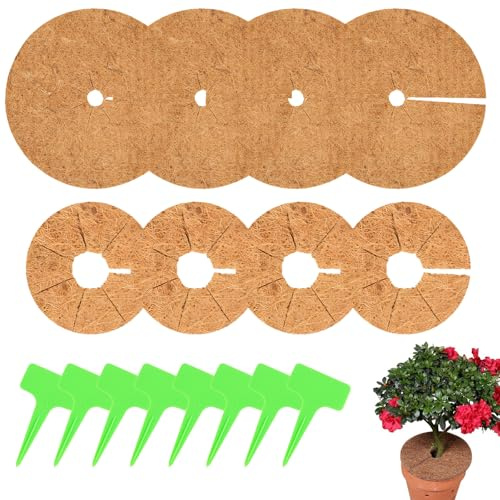 PRZRAO 8 pièces Disque de Coco,4 pièces de 20 cm + 4 pièces de 30 cm,Plantation de Tapis d'hiver,Protection des Arbres Contre Le Gel et Le Froid,Maintien au Chaud,Protection Contre Le Gel