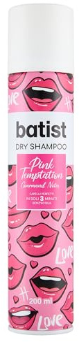 Batist Trockenshampoo Pink Temptation Trockenshampoo mit Vanilleduft, duftendes Trockenshampoo für Frisuren und Styling, für alle Haartypen, 200 ml, Made in Italy