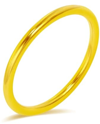 AMDXD Echte Goldschmuck Gelbgold 24 Karat Trauringe, Klassiker Dünn 2MM Hochzeitsband, Eheringe Au 999, Gr.58 (18.5)