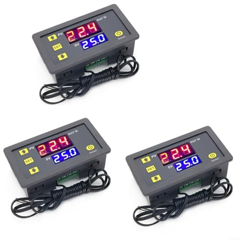 W3230 Digitaler Temperaturregler Thermostatschalter mit wasserdichtem Sensor, LCD-Display, -50 bis 120 °C Bereich, 0,1 °C Genauigkeit für Gefrierschränke, Kühlschränke, Klimaanlagen (12 V)