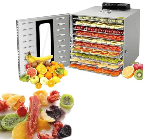 Acciaio Essiccatore Per Alimenti In Acciaio, Essiccatore A 15 Vassoi Di Grande Capacità Per Carne Secca, Frutta, Carne, Essiccatore Elettrico Disidratato Con Timer Da 24 Ore,110V