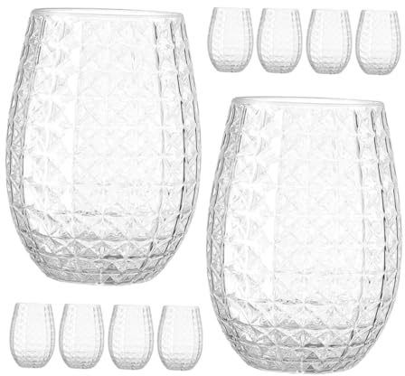 OUNONA Lot De 12 Gobelets En Plastique En Forme D'Ananas De Capacité Gobelets À Vin Sans Pied En Plastique Verres À Boire Transparents Pour Thanksgiving Réutilisable