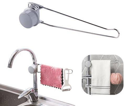 FJYXCHENXM Kitchen Sink Faucet Towel Holder, 1 Pack, Silver | Universal Fit, Stainless Steel, Dish Cloth Hanger, Dish Cloth Rack Holder