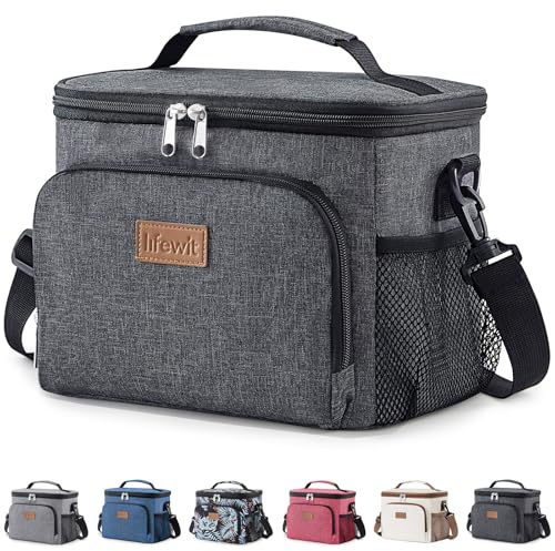 Lifewit Isolierte Kühltasche 9L / 27L / 32L, Lunchtasche, Kühlbox Faltbar | Thermotasche auslaufsicher, Tragetasche mit Schulterriemen, Leichte Lunchbag für Arbeit Reisen Büro Picknick, Dunkelgrau