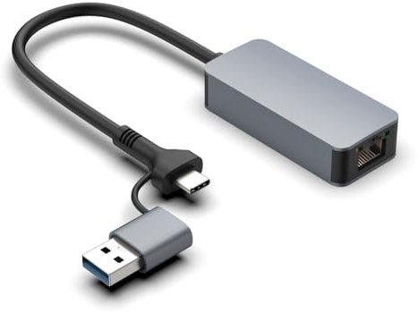 Terphadp Tarjeta de Red Universal de 2500 Mbps, Adaptador con Cable USB C Tipo C Ethernet A RJ45, Convertidor USB 3.0 de 2,5 G, Tarjeta LAN S25 AC