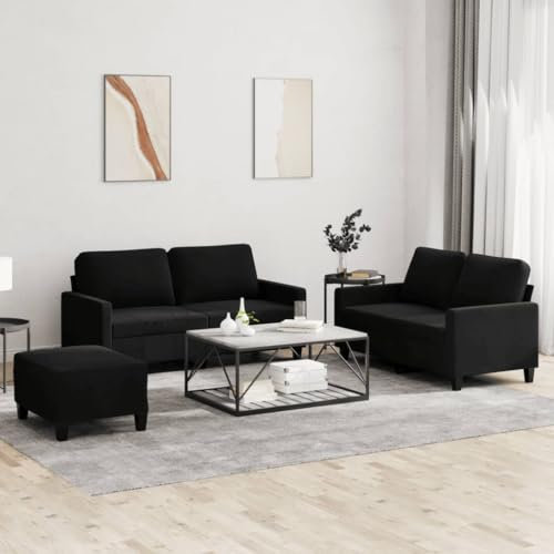 LAPOOH 3-TLG. Sofagarnitur mit Kissen Schwarz Samt, Sofas & Couches, Sofa Wohnzimmer, Relaxsofa, Sofa Für Schlafzimmer - 3201511