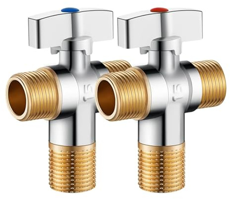 Confezione di 2 valvole di arresto in ottone robusto 1/4 turn 1/2 pollici PEXF1807 X 3/8 pollici OD design di compressione per servizi igienici e cavità dell'acqua miglioramento della casa sanitari