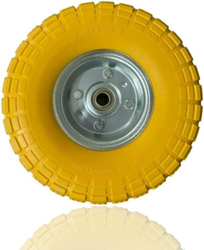 Buystarget 2x 10 Hand Truck Tyres 4.10/3.50-4 Solid Rubber Tyre PU Foam Filled Yellow Sack Tyre for Trolley Cart Sack Truck Wheel Barrow Replacement Wheel Puncture Proof