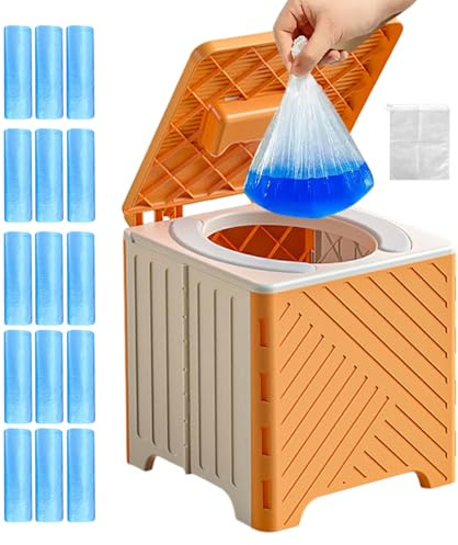 tragbar Toilette für Erwachsene mit Zeltt - tragbar Klapptoilette | Camping -Toiletten | Faltbares Nicht-Rutsch-Training Töpfchen mit PVC-Kissen für ältere Patienten Krankenhäuser im Freien Veranstal