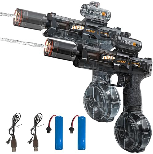 2 Pack Electric Water Gun, Automatic Water Gun Pistol with LED Light, 24-26 FT Range Large Capacity Electric Water Guns, Summer Water Toys for Outdoor, Beach, Pool Party