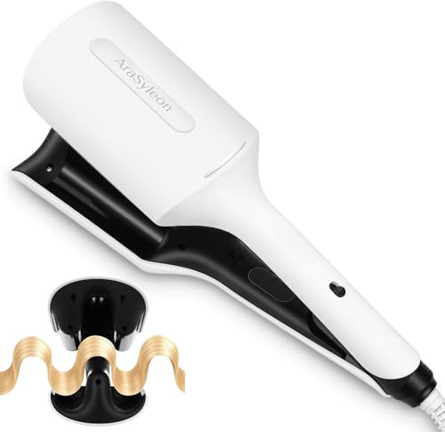 AraSyleon Rizador de Pelo para Ondas de Playa, Cerámica con Iones, 3 Tubos, Temperatura Ajustable (160-200°C), 32mm, 138W, Rápido y Seguro, para Principiantes