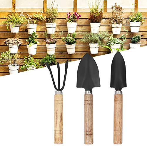 Dioche Flower PotEnsemble de 3 Mini Outils de Jardinage pour Plantes – Bêche, Griffe et Râteau en Métal pour Une Plantation Facile dans des Pots – Idéal pour Les Enfants et Les Amateurs de Jardin