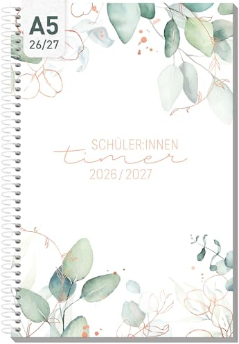 Schulstuff Schüler:innen-Timer 2026 2027 A5 Mint Blattgold