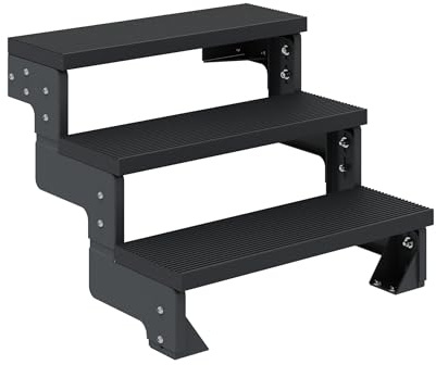 DOLLE Außentreppe Gardentop 2-14 Stufen inkl. Trimax® Stufen in Anthrazit, Grau oder Dunkelbraun Stufenbreite 80 cm oder 100 cm ohne Geländer (Anthrazit, 3 Stufen (54 bis 66 cm) | 100 cm)