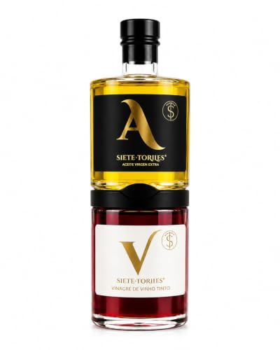 Siete Toriles Set Aceite de Oliva Virgen Extra y Vinagre de Vino Tinto | Aceitera y vinagrera gourmet para la mesa