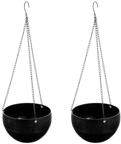 NUOBESTY 2pcs Self Watering Hanging Plant Pots Plastic Flowerpots Hanging with Water Barrier Net for Indoor and Patio Use, Suitable for Violet and Flower