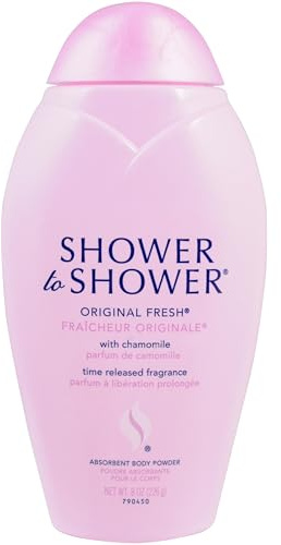 Shower to Shower Original Fresh Body Powder with Chamomile for Men & Women, Talc Free, Sweat Absorbing, Prevents Chafing & Odor, Deodorizing All Over Body Powder for Long Lasting Freshness, 8 OZ