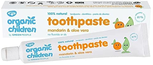 Green People Organic Children Mandarin & Aloe Vera Toothpaste - 100% Natural, for Kids - Fluoride & SLS Free - Vegan, Organic & Cruelty Free, 50ml