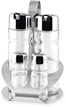 Home Menage 4-teilig, Edelstahl, transparent, 12 x 12 x 19 cm
