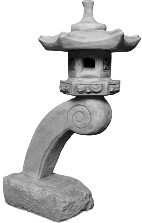 gartendekoparadies.de Elegant Japanese tendril Japanese stone lantern, H. 62 cm, 16 kg, gray, frost-proof made of cast stone for outdoor use