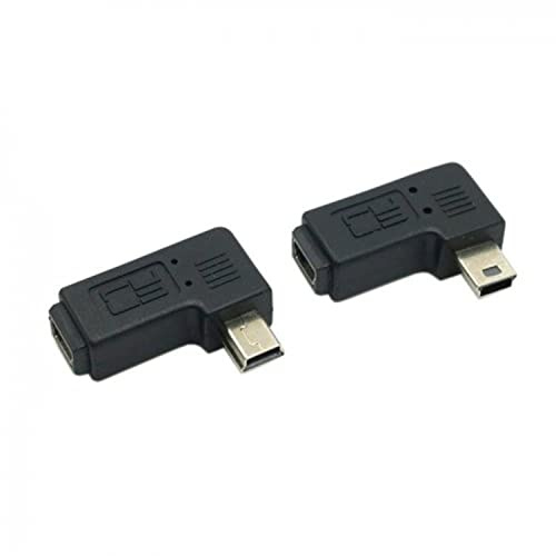 cablecc 2 Stück 90 Grad Links und rechts abgewinkelter Mini USB 5 Pin Stecker auf Buchse Verlängerungsadapter
