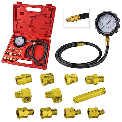 DEMA Öldruckmesser 12-tlg., Öl Drucktester, Prüftester, Öldruckprüfer, Messgerät, Prüfgerät, Robust, Auto, KFZ, Werkstatt, Profi