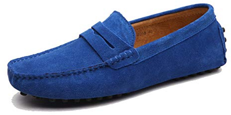 MINITOO Herr Slip on Loafer-skor mode klänning mockasiner med spänne, 2088 sommar kungsblå, 39.5 EU