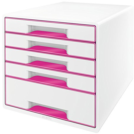 Leitz WOW Cube Storage Box with Drawers 5 Schubladen rosa metallic