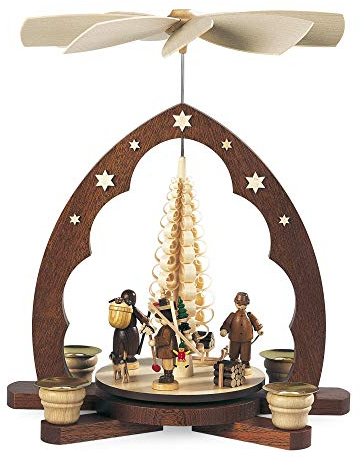 Pyramide de Noël avec figurines de Erzgebirge, 1 étage, hauteur 30 cm, naturel, Erzgebirge originale de Muller Seiffen